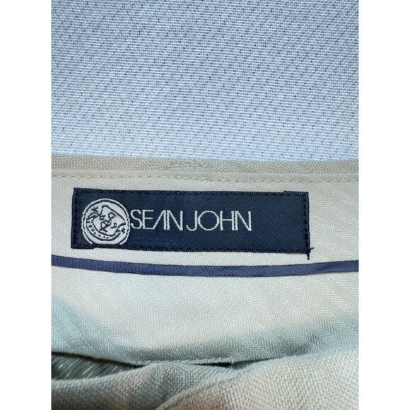 Sean John Mens Straight Relaxed Pants Size 34 Beige Flat Front Pockets Casual - Picture 2 of 13